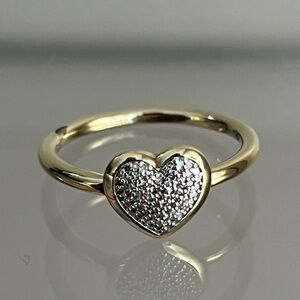 LINKS OF LONDON Diamond Essentials Gold Vermeil Pave Heart Ring RRP215 Size 7